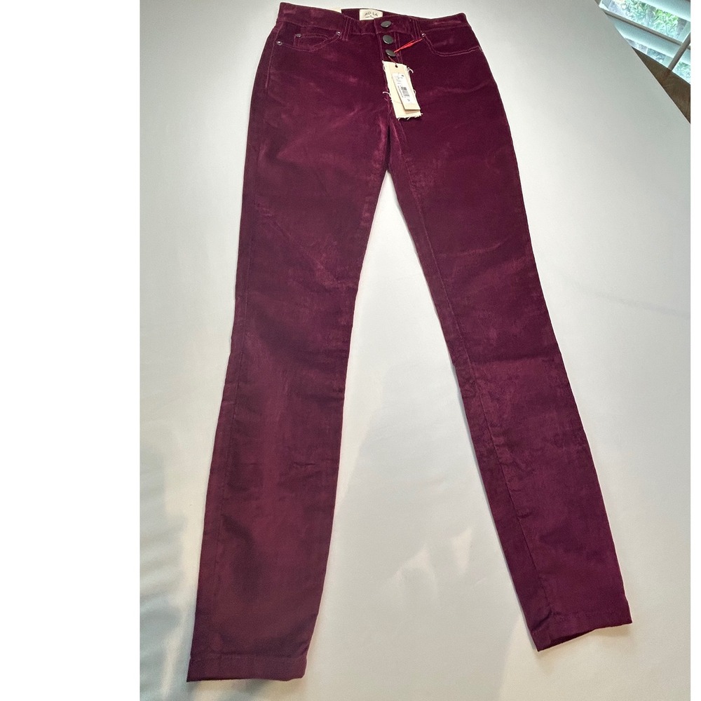 AO.LA by Alice+Olivia Pants Women 25 Currant Velvet High Rise Skinny Button Fly